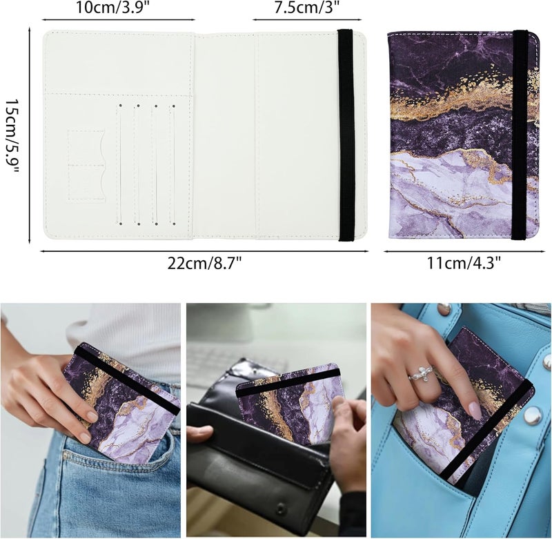 bassyil Passport Holder for Women and Men PU Leather Passport Cover for Travel (Black Marble) - Image 4